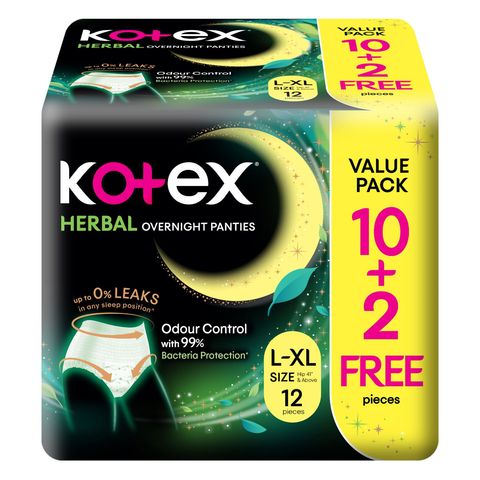 Kotex Herbal Overnight Panties (L-XL) Bulk Pack 12 Pieces