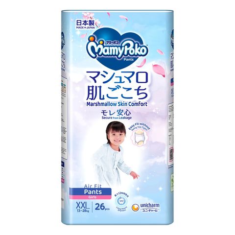 Mamypoko Pants Marshmallow Skin Comfort Air Fit Pants Girl 13-28kg (XXL) 26 Pieces