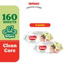Huggies Clean Care Baby Wipes 80 Sheets x 2
