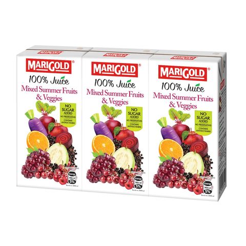 Marigold 100% Mixed Summer Fruits & Veggies Juice 3 x 200ml
