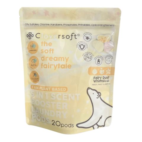 Cloversoft 5-in-1 Laundry Capsules with Scent Booster Melon Peach Jasmine Pods 20 Pieces