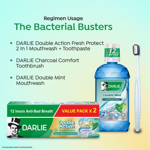 DARLIE Double Action Fresh Protect�2in1�Mouthwash + Toothpaste 160gx2 (Value Pack)
