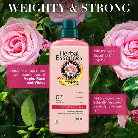 Herbal Essences Conditioner Weighty & Strong Rose Hips Jojoba Hair Care 600ml
