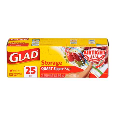 Glad Storage Quart Zipper Bags 25 Pieces
