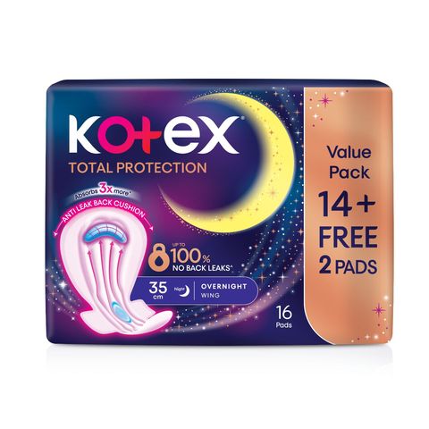 Kotex Total Protection Overnight Wing Pad 35cm 14+2s