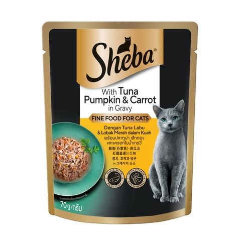 Sheba Cat Wet Food Pouch Adult Tuna Pumpkin & Carrot in Gravy 70g