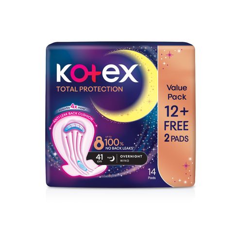 Kotex Total Protection Overnight Wing Pad 41cm 12+2s