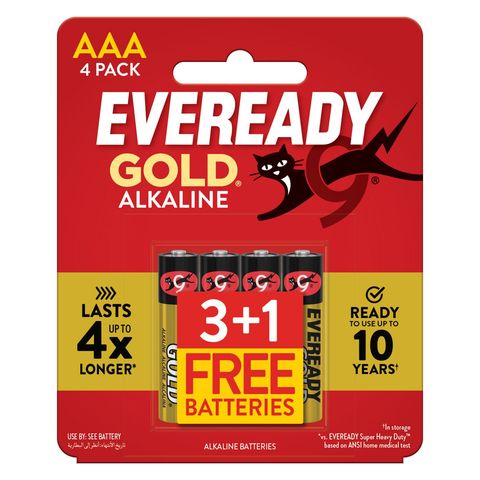 Eveready Gold Alkaline Batteries AAA 3+1 Pieces