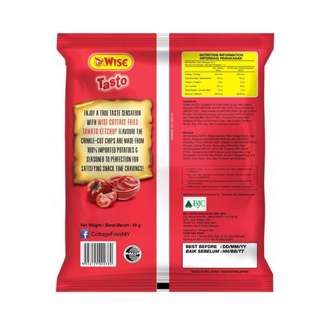 Wise Cottage Fries Tomato Ketchup Potato Chips 50g