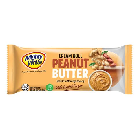 Mighty White Cream Roll Peanut Butter 50g