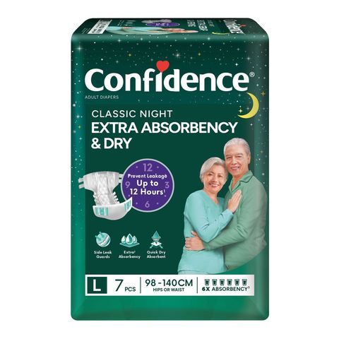Confidence Classic Night Tape Adult Diaper Large 7 Pieces