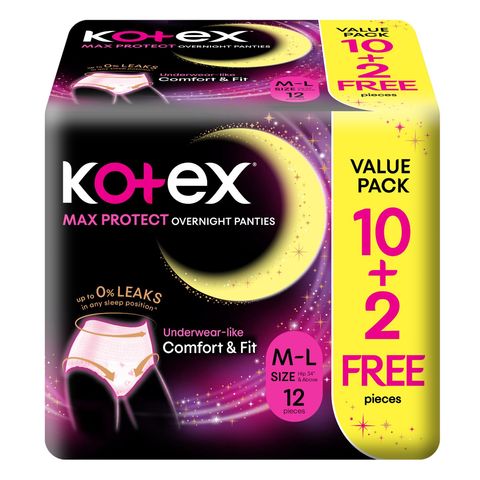 Kotex Overnight Panties (M-L) Bulk Pack 12 Pieces