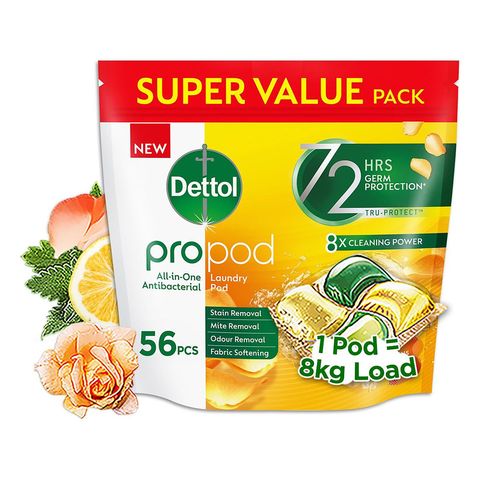 Dettol All-in-one Laundry Detergent Capsule Refill Pack Pods Citrus Rose 56 Pieces