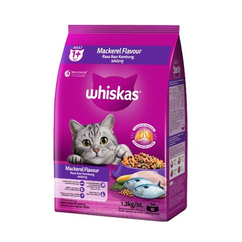 Whiskas Cat Food Dry Adult Mackerel 1.2kg