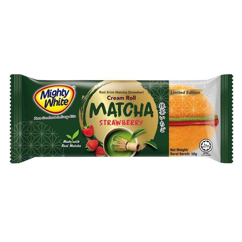 Mighty White Matcha Strawberry Cream Roll 50g