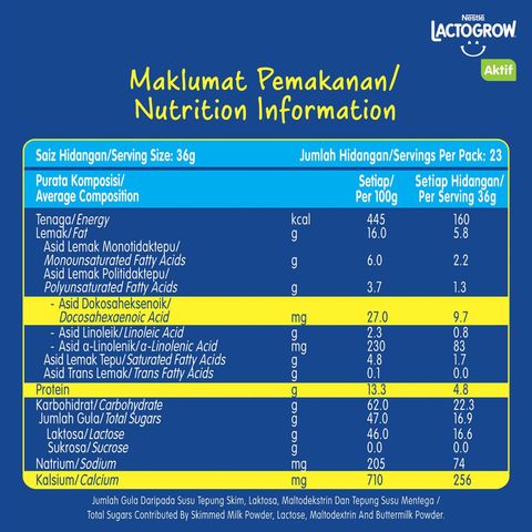 Lactogrow Aktif (1-3 Years) 850g