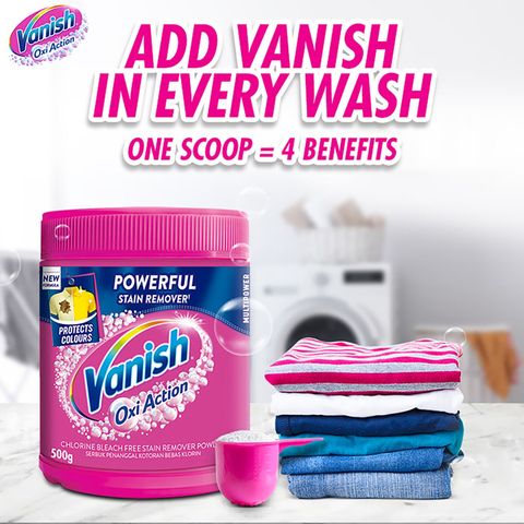 Vanish Stain Remover Pink Oxi Action Detergent Powder 500g
