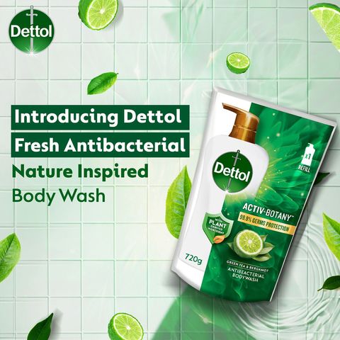 Dettol Activ-botany Green Tea & Bergamot Shower Gel Body Wash Refill 720ml
