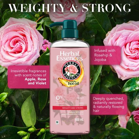 Herbal Essences Shampoo Weighty & Strong Rose Hips Jojoba Hair Care 600ml