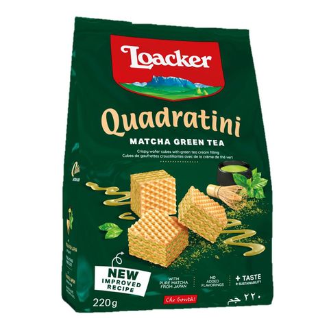 Loacker Quadratini Matcha Green Tea Wafers 220g