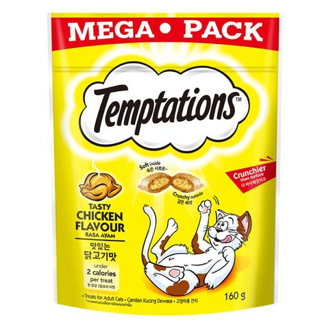 Temptations Mega Pack Cat Snack Adult Tasty Chicken Flavour 160g