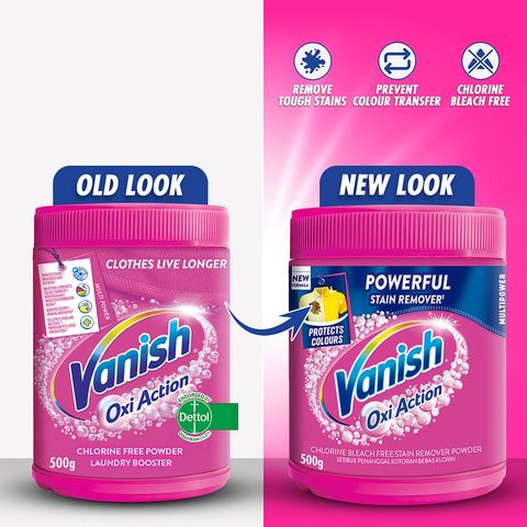 Vanish Stain Remover Pink Oxi Action Detergent Powder 500g