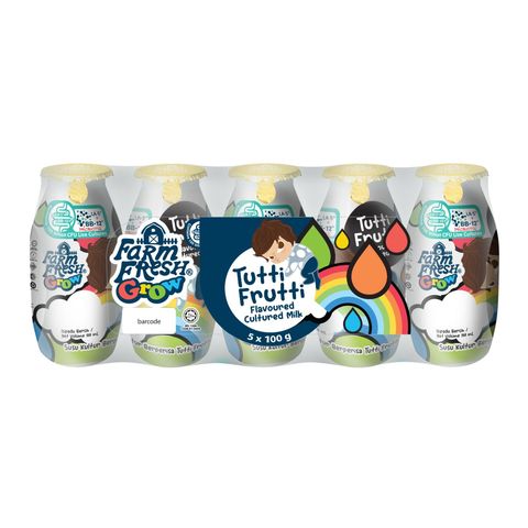 Farm Fresh Grow Tutti Frutti Flavoured Cultured Milk 5 x 100g