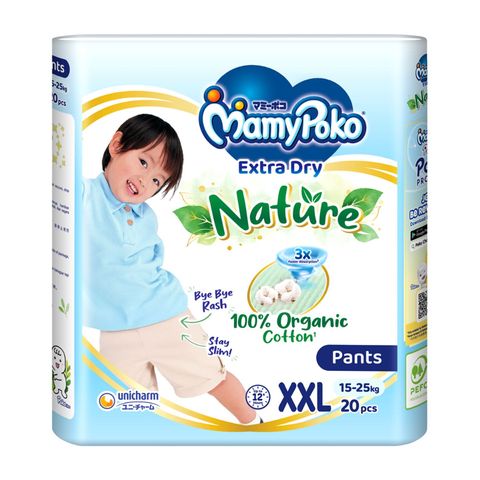 Mamypoko Extra Dry Nature Pants Premium Baby Diapers XXL (15 - 25kg) 20 Pieces