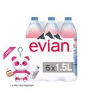 [Bundle] Evian Natural Mineral Water Multipack 6pcs x 1.5L + (GWP) Evian x Pau-Pau Keychain 1 Piece