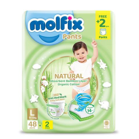 Molfix Natural Pants L Jumbo Pack 48pcs + 2pcs