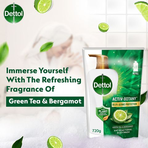 Dettol Activ-botany Green Tea & Bergamot Shower Gel Body Wash Refill 720ml