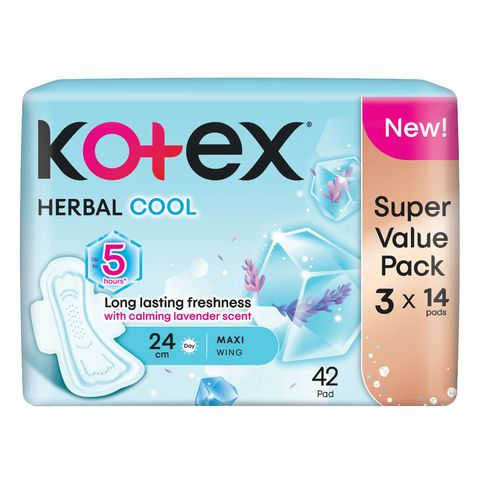 Kotex Herbal Cool Maxi Wing (24cm) 3 x 14 Pieces