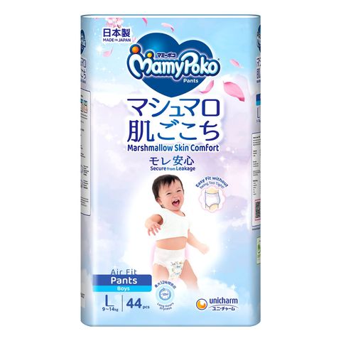 Mamypoko Pants Marshmallow Skin Comfort Air Fit Pants Boy 9-14kg (L) 44 Pieces