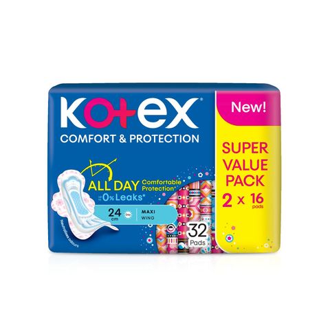 Kotex Comfort & Protection Maxi Wing 24cm (2 x 16s)