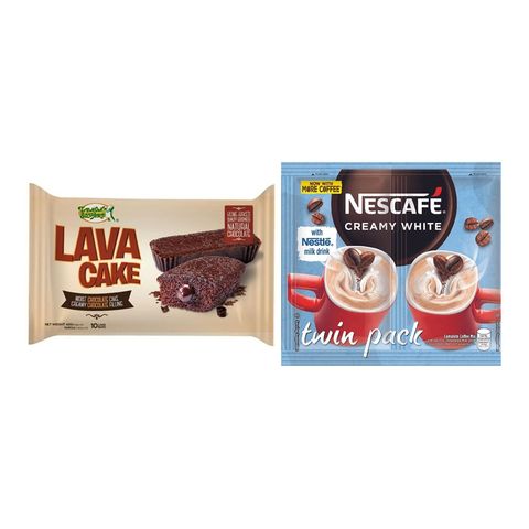 Lemon Square Lava Cake 10 x 40g + Nescafe 3-in-1 Creamy White Twin Pack 52g