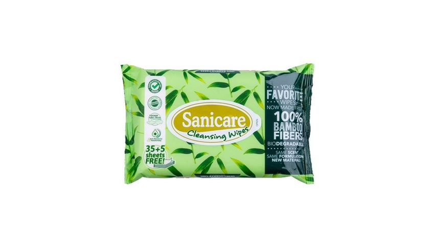 Sanicare Bamboo Fibers Cleansing Wipes 40 Sheets
