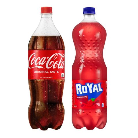 Coke Regular Bottle 1.5L + Royal Tru-strawberry 1.5L