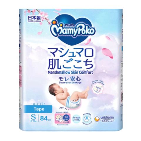 Mamypoko Marshmallow Skin Comfort Tape Disposable Baby Diaper Unisex Small 84 Pieces