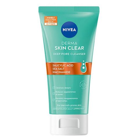 Nivea Face Cleanser Derma Skin Clear Deep Pore Cleanser with Salicylic Acid Sea Salt Niacinamide 150ml