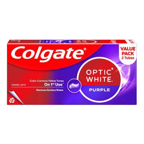Colgate Toothpaste Optic White Purple Value Pack 2 x 100g