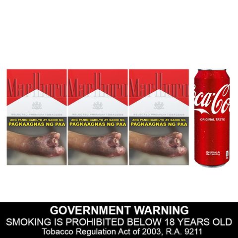 Marlboro Red Flip Top Box 3 x 20 Pieces + Coke Regular Can 320ml