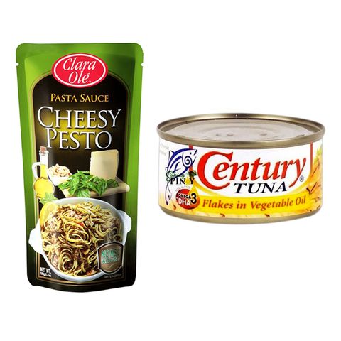 Tuna Pesto Bundle: Century Tuna Flakes in Oil 180g + Clara Ole Cheesy Pesto Pasta Sauce 180g