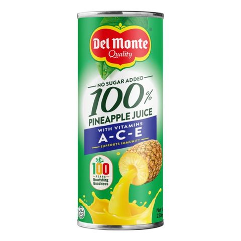 Del Monte 100% Pineapple Juice with Vitamins A-C-E 220mL