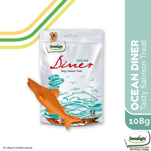 Dentalight Ocean Diner Hypoallergenic Salmon Dog Dental Treats with Cranberry Vitamin C 108g