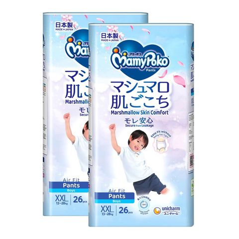 Mamypoko Marshmallow Skin Comfort Pants Disposable Baby Diaper for Boys (XXL) 26 Pieces