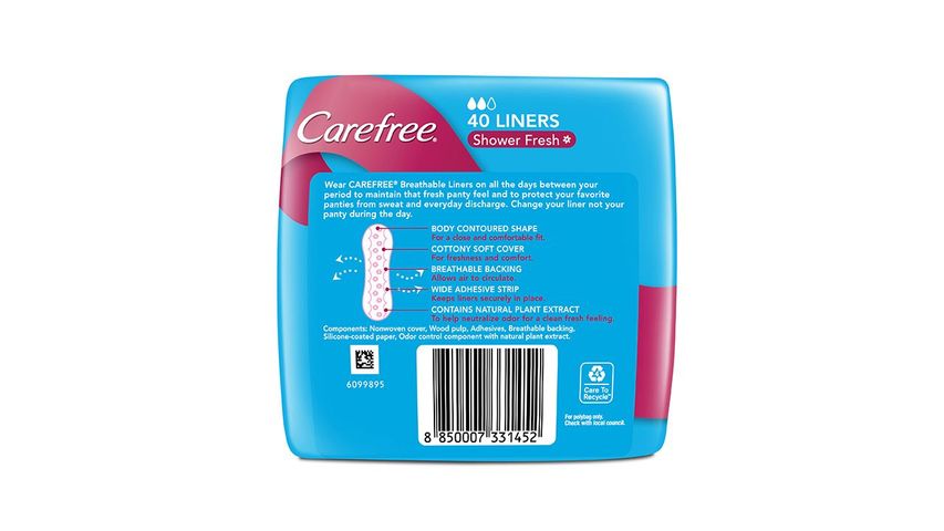 Carefree Breathable Scented Panty Liner 40'S
