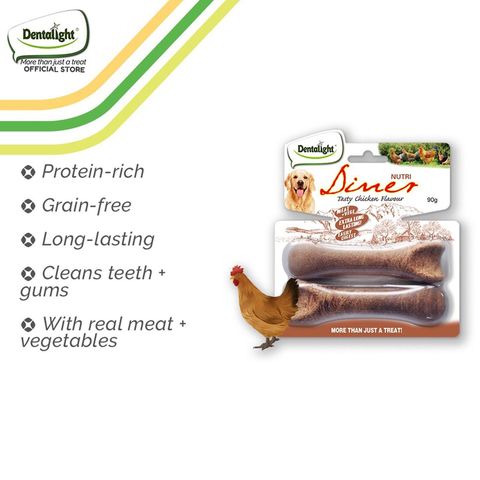 Dentalight Dental Dog Treats Nutri Diner Bone Chicken Flavor 90g