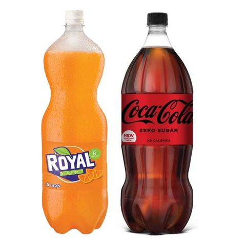 Coke Zero Bottle 1.5L + Royal Tru-Orange Bottle 1.5L