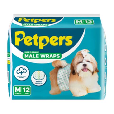 Petpers Male Wraps Medium 12 Pieces
