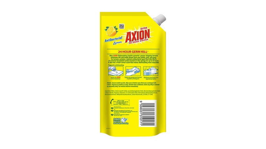 [24 hour Germ Kill] Axion Anti-bacterial Dishwashing Liquid Lemon Doy Pack 850ml